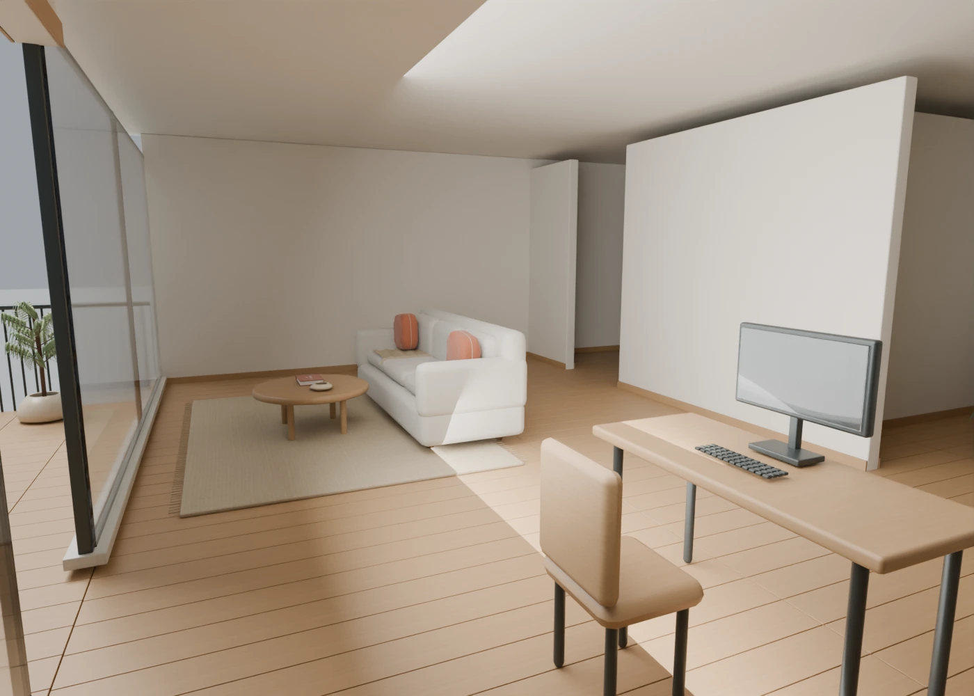 The upstairs lounge and study, Open terraces design